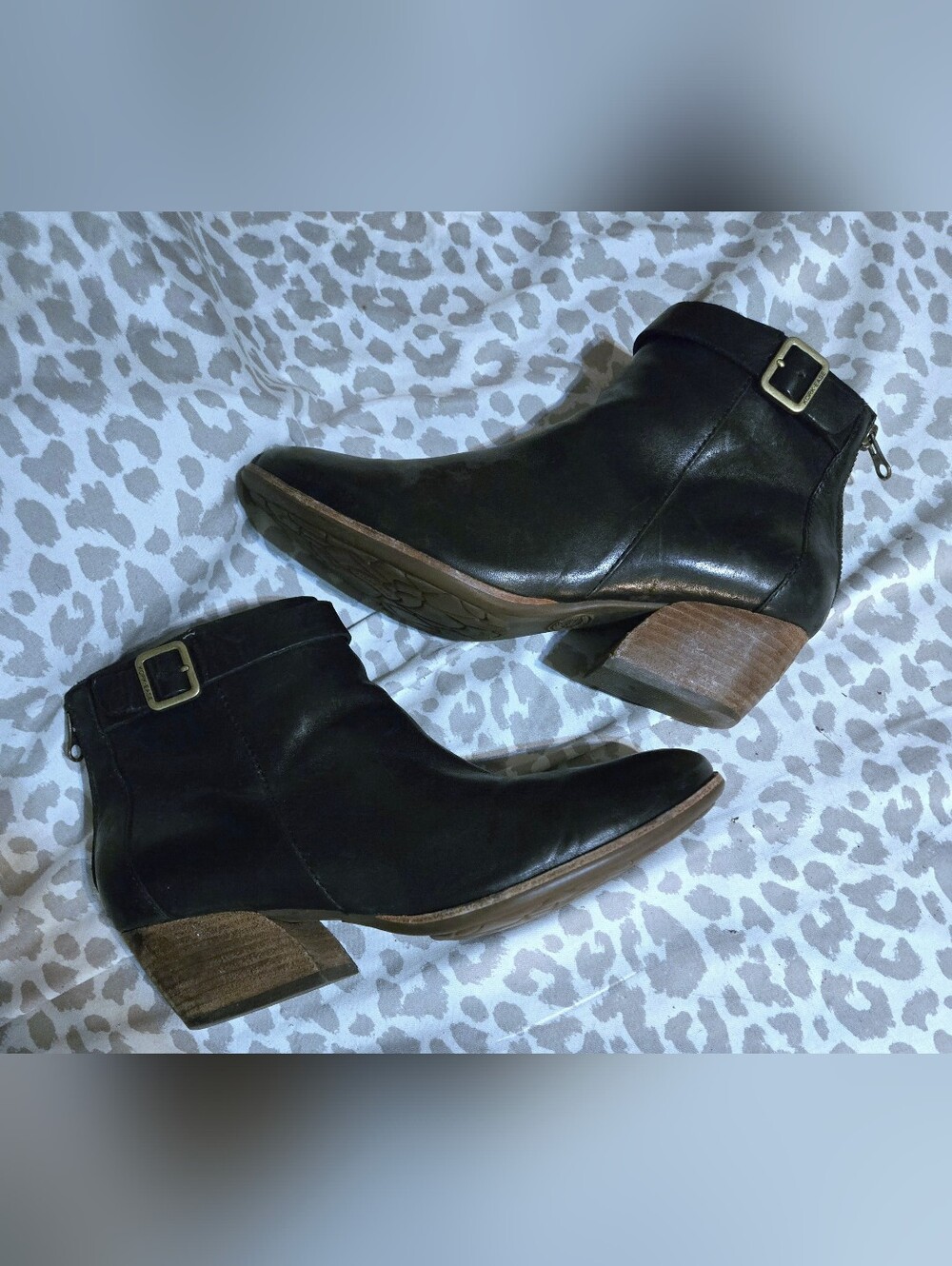 Corkys Black Leather Ankle Boots With Gold Buckle Size 8.5